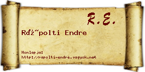 Rápolti Endre névjegykártya